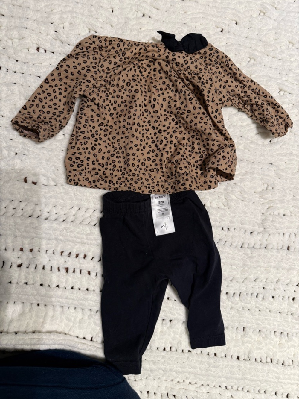Carter's Tan Leopard Print Top with Black Leggings Set